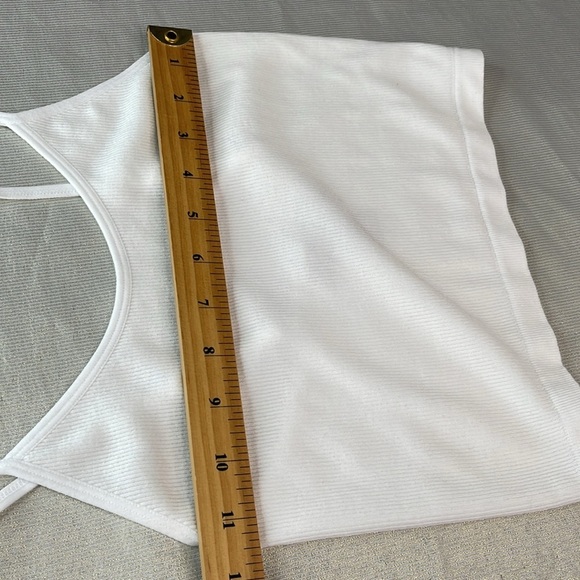 Streetwear Society Ribbed Crop White Cami Tank Top Adjustable Spaghetti Straps M - Picture 6 of 8